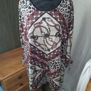 Belts & Chains Animal Print Top Size XL